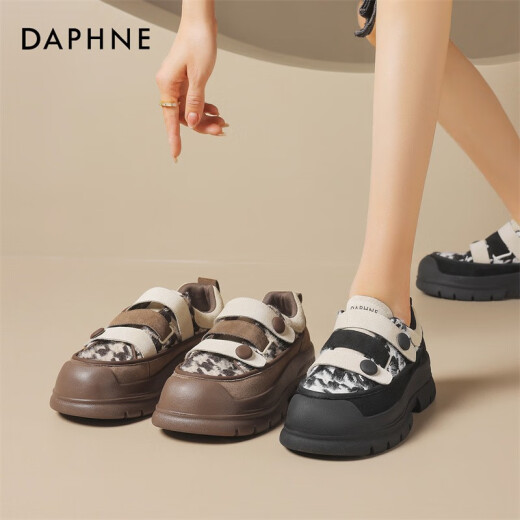Daphne casual shoes for women 22023 autumn new thick-soled heightening mule shoes lace-up sports casual sandals women's shoes black xq402360800435 standard code