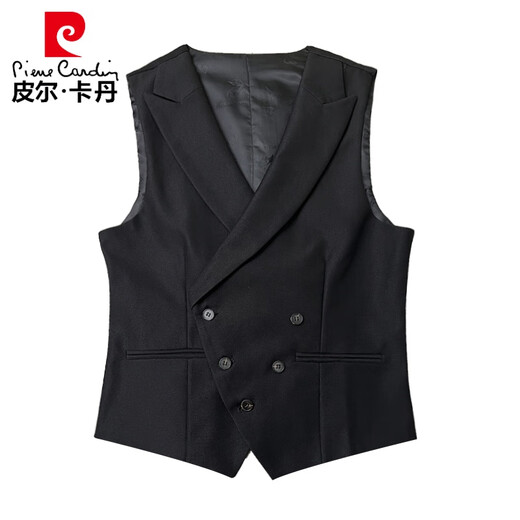Pierre Cardin Fashion Vest Men's Suit British Slim Double Breasted Suit Vest Men's Formal Suit Collar Vest Trendy Dark Green Single Vest XL