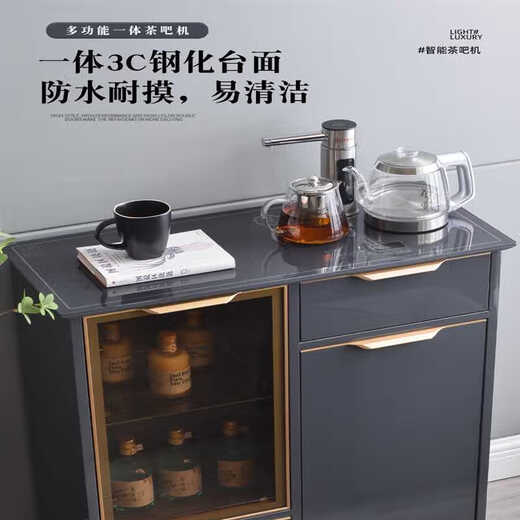 何健弓茶吧机一体柜欧式茶水柜智能茶吧机新款家用语音全自动实木现 CZZ9922三门灰-高光-消毒款/带 冰热