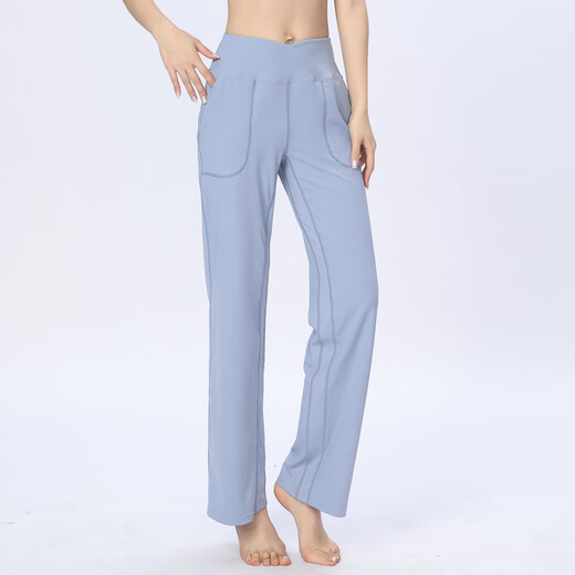 LULULOMDDW Spring and Autumn Yoga Pants High Waist Hip Lifting Wear Wide Leg Pilates Dance Slim Fitness Pants Loose Sports Pants Women Iron Gray L