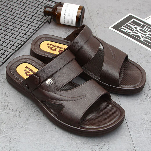 Shanghai Huili Herren Sandalen Sommer Sohle tragen lässige und junge ältere ältere, Vater Anti-Rutsch-Schlupf-Sandalen 3888 Schwarz [Standardgröße] 42