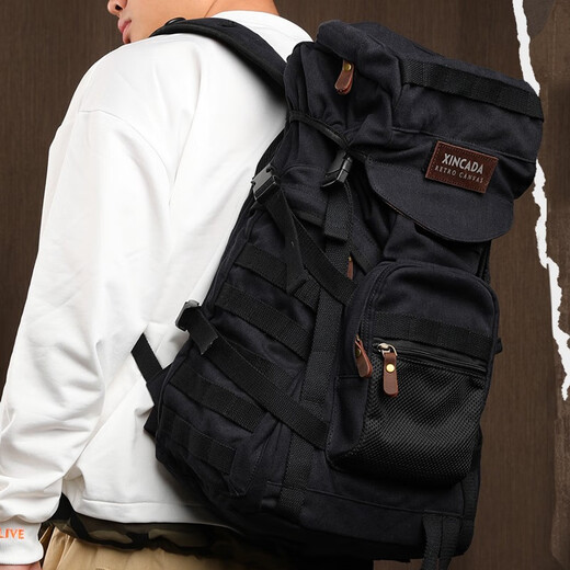 Trendy Generation Rucksack Herren großer Kapazitäts-Geschäftsreisen Casual Canvas Gepäck-Rucksack Multifunktion Tactical Mountaineering Reisetasche Khaki