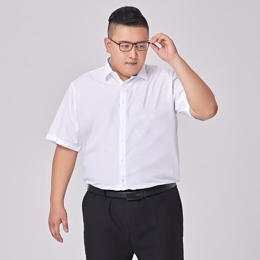 Xichen summer large size short-sleeved shirt men's plus size business casual no-iron loose bamboo fiber stretch formal shirt white 5XL 46 recommended (220-240Jin Jin equals 0.5 kg) Xichen summer large size short-sleeved shirt men's plus size business casual no-iron loose bamboo fiber stretch formal shirt white 5XL 46 recommended (220-240Jin Jin equals 0.5 kg)