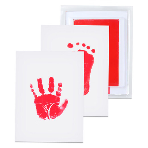 Encre rouge et dorée spéciale pour les bébés et les tout-petits pour laver gratuitement 100 jours de main et d'empreinte de pas d'empreinte à main et d'empreinte d'empreinte pour les bébés plate-forme d'impression spéciale et d'empreinte grande rouge [adapté aux bébés dans les 0 à 18 mois]
