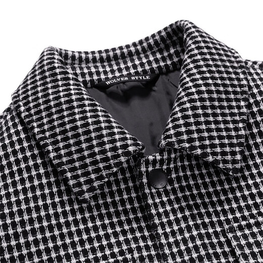 Septwolves Jacke Herren Wolle Lapper Wolljacke Herren Winter warm warm bequeme karierte winddichte Kleidung Herrengeschäft 001 (schwarz) 175/92a (xl)