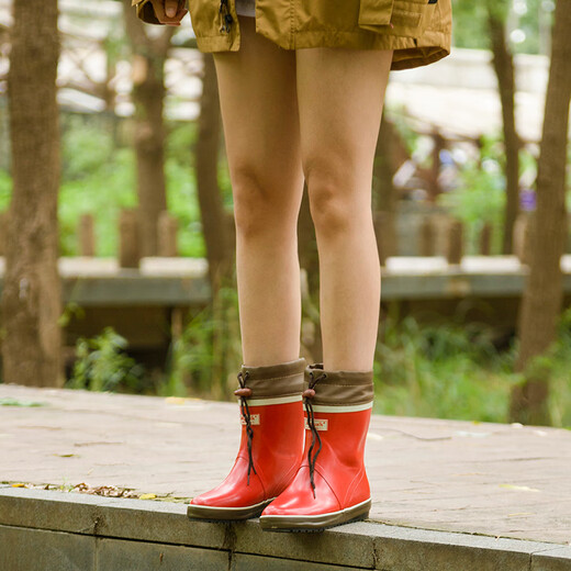 Very good (Jolly Walk) water shoes women's rain boots short tube rain boots waterproof rubber shoes waterproof non-slip student shoes fashion with saliva boots JW302 red 37