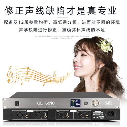 Glenston Warehouse Spot Delivery 6910 Professional Intelligent Fully Automatic Feedback Suppressor Stage Performance Conference Live Broadcast Microphone Microphone Speaker Frequency Shift Trap Anti-Screamer