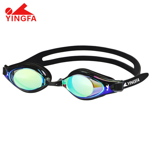 YINGFA customized prescription coated swimming goggles, left and right myopia with different degrees of eyes, colorful anti-UV swimming goggles, cool black