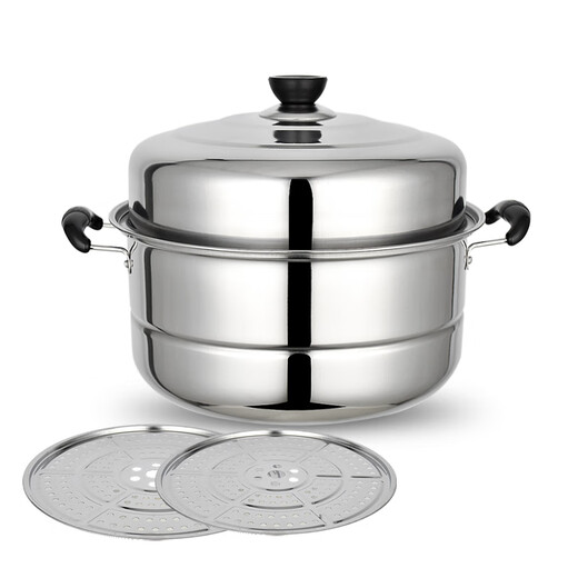 Yingrong steamer stainless steel thickened steamer steamer grid soup pot double-layer gas induction cooker steamer pot 2 layers 28cm