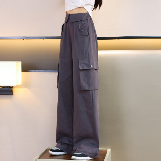 优优1点（Yoyo one）女童裤子春秋款工装阔腿裤儿童春季新款大童直筒卫裤秋季 15053灰色【春秋款】 150cm