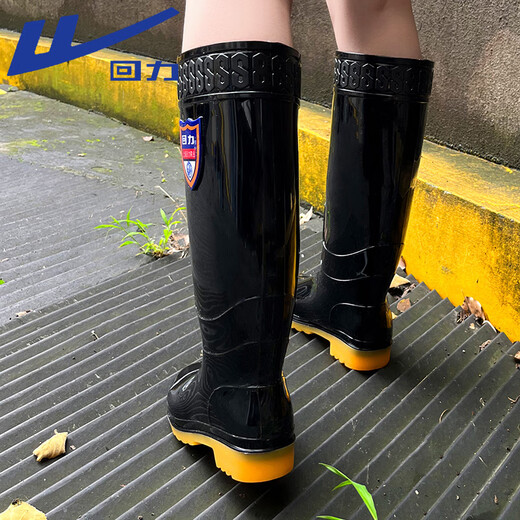 回力雨鞋男户外雨天防水防滑雨靴胶鞋赶海耐磨外卖水鞋67-1黑色高筒43