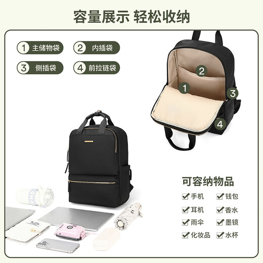 Sac à dos épouvantail Sac à dos phare pour femme Nouveau sac de voyage grande capacité Sac d'école léger et tendance Sac de maman hydrofuge Noir - Petite édition 31*12*24 cm