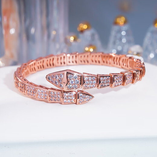 Canbei snake-shaped bracelet 18K rose gold snake bone bracelet snake head moissanite light luxury full of diamonds that will not fall off couple bracelets platinum gold