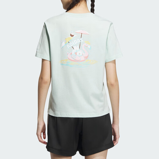 阿迪达斯NEO短袖女装2025夏季健身训练运动服休闲透气圆领T恤半袖 IP3879绿色 M 推荐110-120斤