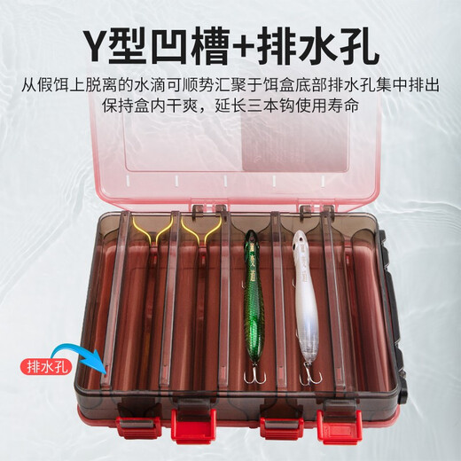 King Lure Bait Box Multifunctional Single and Double Layer Lure Bait Storage Box Multi-Gate Fishing Tackle Box Accessories Thickened Box Small 5-Gate - Black Cover Red Bottom
