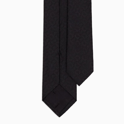 EMPORIO ARMANI/阿玛尼官方旗舰新款男士通体Logo提花桑蚕丝正装手打领带25夏季 00020-黑色