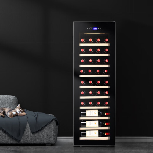 Bacchus red wine cabinet, home thermostatic cabinet, multi-functional office wine cabinet, wine tea cabinet, red wine whiskey air-cooled frost-free hanging cup, solid wood single-door vertical display cabinet, fresh cabinet YH-50 beech wood shelf - 38 pieces 90L