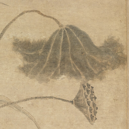 元代张中枯荷鸳鸯图古代花鸟画卷轴文人复仿古画挂画 元倪瓒秋树筠石图12602 40X84厘米（喷绘画心尺寸） 装裱