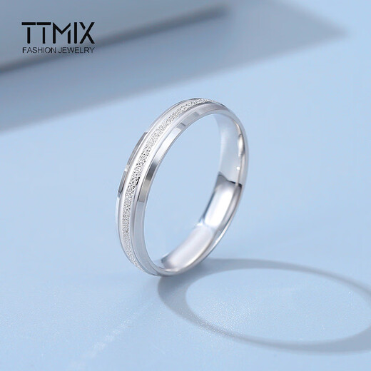 TTMIX frosted platinum ring pt950 platinum pair of rings wedding rings men and women plain ring couple style closed ring 8# 3.27g