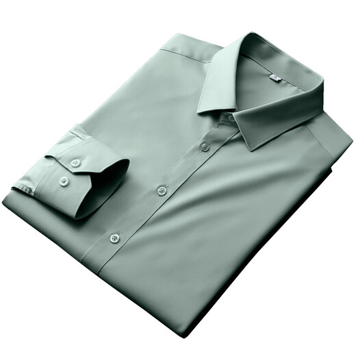 真维斯（Jeanswest）休闲长袖衬衫男士春夏季新款时尚职业商务正装抗皱免烫衬衣男弹力 铁绣红+铁绣红 M 建议90-120斤