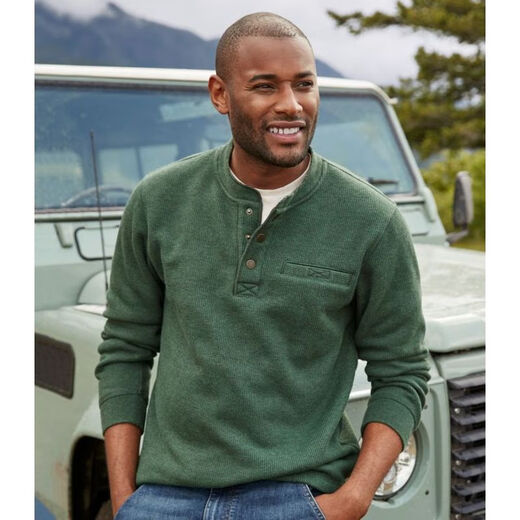 L.L.Bean men's sweater casual henley sweater autumn and winter warm comfortable soft bottoming middle-aged dad wear Charcoal Heather dark gray M suitable for net bust 107-112CM