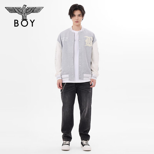 BOY LONDON秋男女同款外套学院风撞色夹克棒球服N12006 米白色 S
