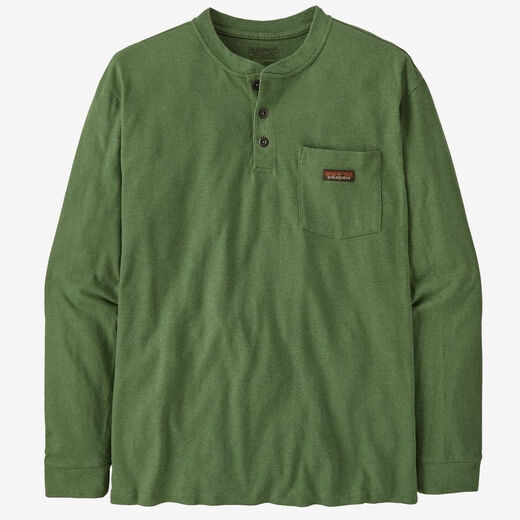 Patagonia Men's Sweatshirt Henley Outdoor long-sleeved T-shirt with casual style Breathable, soft, comfortable and warm for autumn and winter Black Classic Black Casual Business S size (60-70kg) Suitable for bust 89-94cm