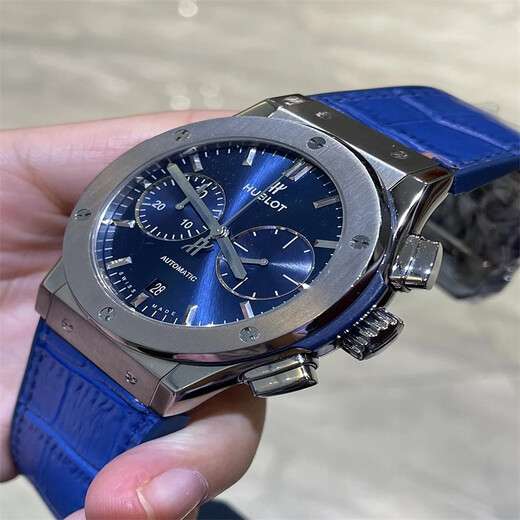 [Second-main 95 NOUVEAU] HUBLOT MONS'S Watch Classic Series Classic Series Fusion Titanium Automatic Mécanique Match Match Match Match de luxe Chronograph Blue Disc 541.NX.7170.lr