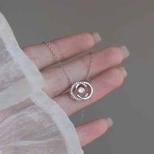 Qi Xiaomi's Beating Heart Double C Pendant Necklace Girls' Clavicle Chain Light Luxury Chinese Valentine's Day Birthday Gift for Girlfriend Beating Heart Necklace Exquisite Gift Box