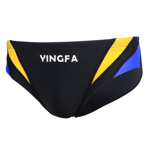 YINGFA bañador, bañador triangular para hombre, bañador de carreras impermeable de secado rápido, traje de baño de competición de entrenamiento profesional para adultos para niños 9617-1 negro (color amarillo y azul a juego) 2XL (cintura 86-90 cm/talla 33-35)