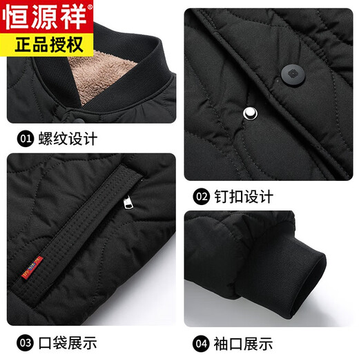 Hengyuanxiang middle-aged and elderly men's liner cotton jacket for grandpa, small cotton padded jacket for inner wear, winter thickened father's cotton padded jacket, lambswool jacket, navy blue 4XL 195 recommended weight 175-210Jin Jin is equal to 0.5 kg