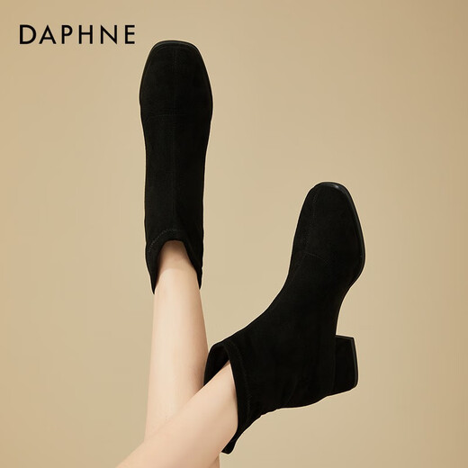 Daphne Matte короткие ботинки для женщин весной и осенью 2023 г. Новые сапоги для овчины одиночные сапоги ретро толстые каблуки Тонкие ботинки Martin Boots Black 37