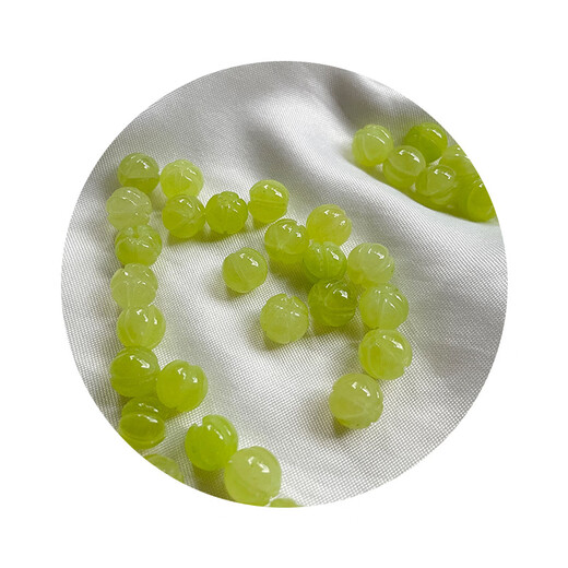Bead edge green jingui prehnite pumpkin beads green chalcedony loose beads semi-finished DIY bracelet bracelet necklace jewelry accessories wholesale prehnite pumpkin beads about 10mm