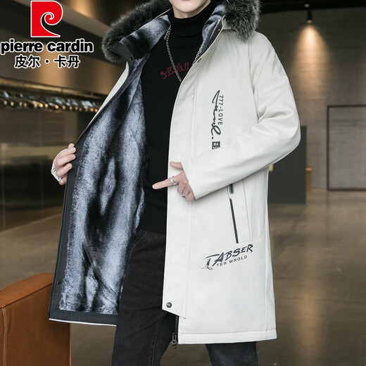 Pierre Cardin Parken Männer Velvet Trench Coat Winter verdickte warme mittelgroße Mantel Trendy Student Cotton Mant
