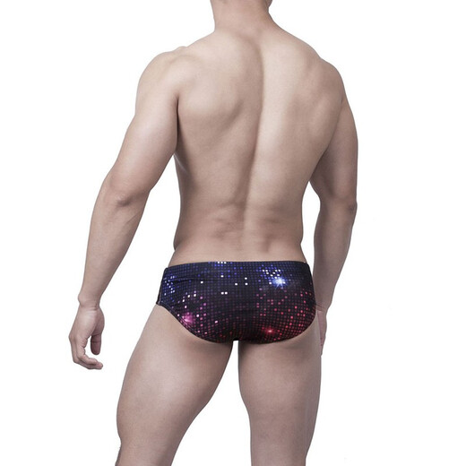 UXH men's youth briefs starlight small square pants swimming pool polyester elastic fabric comfortable and trendy shorts purple M