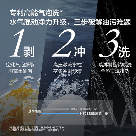 FOTILE NT03S built-in dishwasher 12 sets of intelligent drying and sterilization household large-capacity high-energy bubble washing NT03S built-in dishwasher NT03S