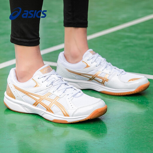 Asics table tennis shoes men's indoor non-slip professional sports badminton shoes women's shoes breathable shock-absorbing training shoes white/gold 42