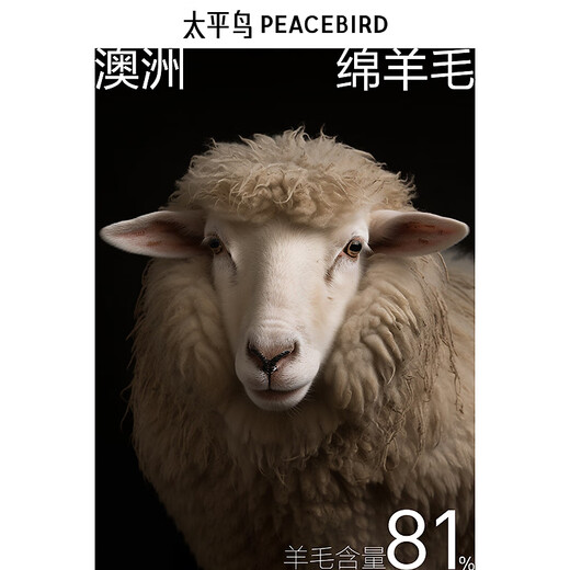 
Peacebird men's stand-up collar woolen coat men's mid-length winter new style horn button wool coat light khaki first batch L