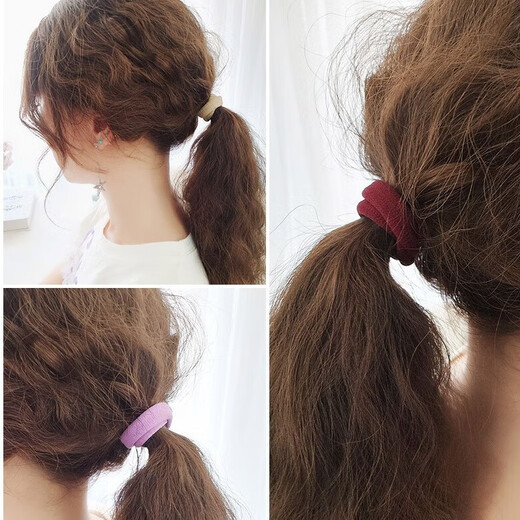 Jiuweiya temperament, high elasticity and durability, seamless hair rope rubber band, women's hair tie, simple ponytail hair rope leather case, FQ144 black series, 50 bags