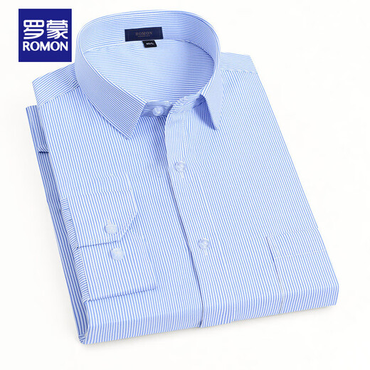 ROMON рубашка с длинными рукавами, мужская полосатая осенняя деловая рубашка, мужские профессиональные топы, мужские синие полосатые размеры XL