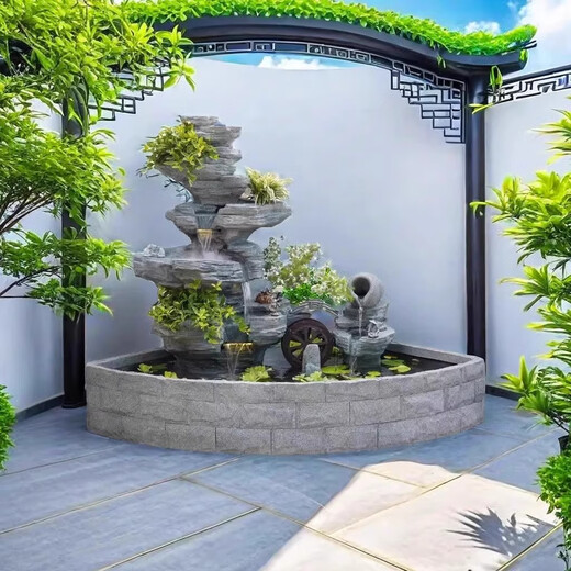 定制外花园庭院假山流水喷泉摆件养鱼池造景阳台客厅循环水景装饰 5009款