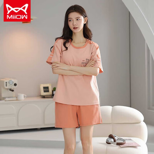 
Catman MIIOW pure cotton summer pajamas ladies pullover pajamas summer shorts shorts comfortable and casual home clothing set Z9856 L size [recommended 100-120 Jin [Jin equals 0.5 kg] wear]