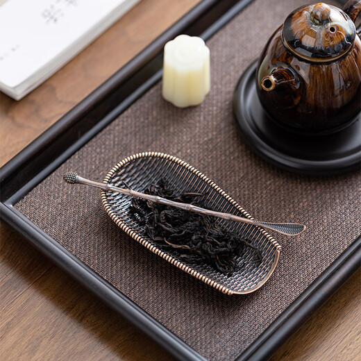 Yuan Tao Kiln Tea Tea Ceremony Accessories Tea Lotus Creative Braided Tea Spoon Tea Paddle Tea Spoon Alloy Kung Fu Tea Set Tea Ceremony Accessories Tea Appreciation Dustpan Tea Spoon - Gold