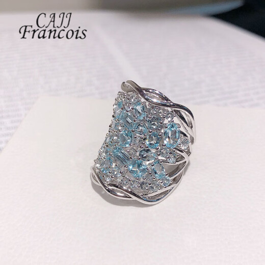 CAJJ Francois 6.50 carat topaz ring for women, natural colored gemstone, jewelry gemstone, 925 silver inlay, size 15