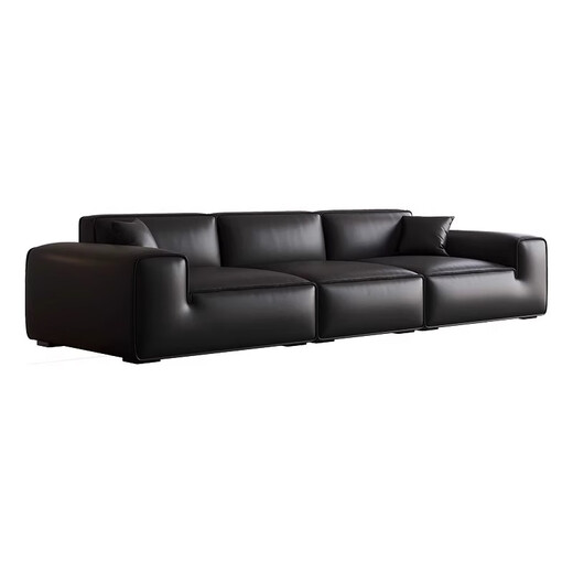
Munich Italian minimalist black cow genuine leather sofa living room directly seated deep and thickened living room sofa 683