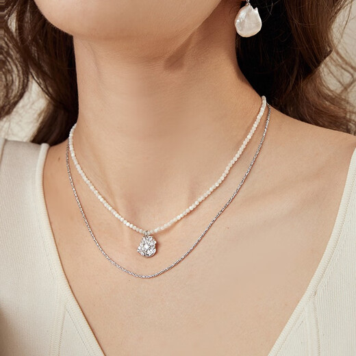 Arsis innocent age flower stamen pendant necklace for women, fashionable and versatile jewelry, pearl necklace, gift for girlfriend, textured stamen pendant stacked chain, gold