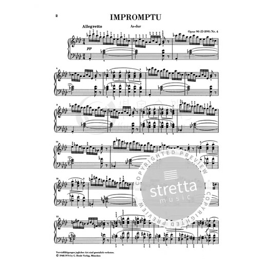 
Schubert Piano Impromptu A flat major op90 no4 D899 Piano Solo With Fingering Henle Score Book Schubert Impromptu A flat major Piano HN374