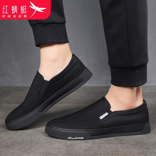 Red Dragonfly (Red Dragonfry) Zapatos de pedal de un pie zapatos de pedal de un pie para hombres y otoño nuevos zapatos casuales de hombres suaves para hombres para conducir la comodidad y los zapatos livianos de lona perezoso C0TT00301 Negro 41