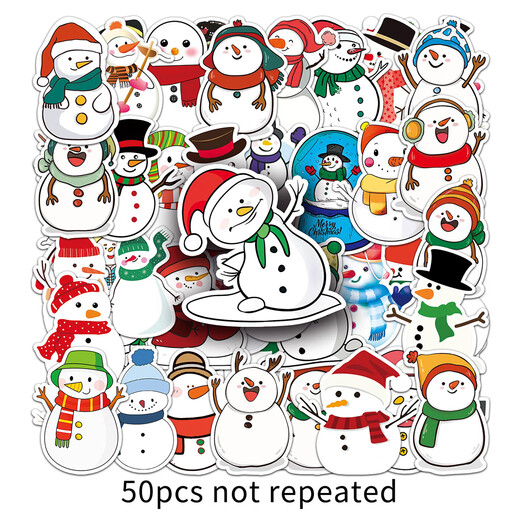 50 Christmas Little Snowman Stickers Migne Cartoon 2d Diy Matériau fait à la main Décoration imperméable ne répète pas Girl Heart Thermos Cup Guitar crayon Guka Hand Account Stickers [50 Images Ne répète pas] Snowman-686 5-8cm