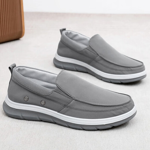 Qianpai old Beijing cloth shoes men's spring and autumn casual men's shoes middle-aged and elderly dad's shoes one foot with soft sole lightweight driving men's single shoes gray 3373 40